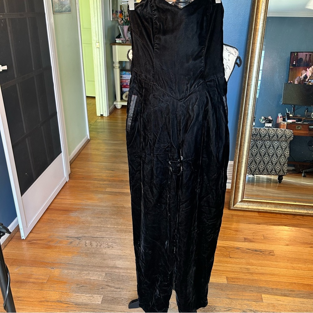 Scott McClintock crushed velvet strapless jumpsuit